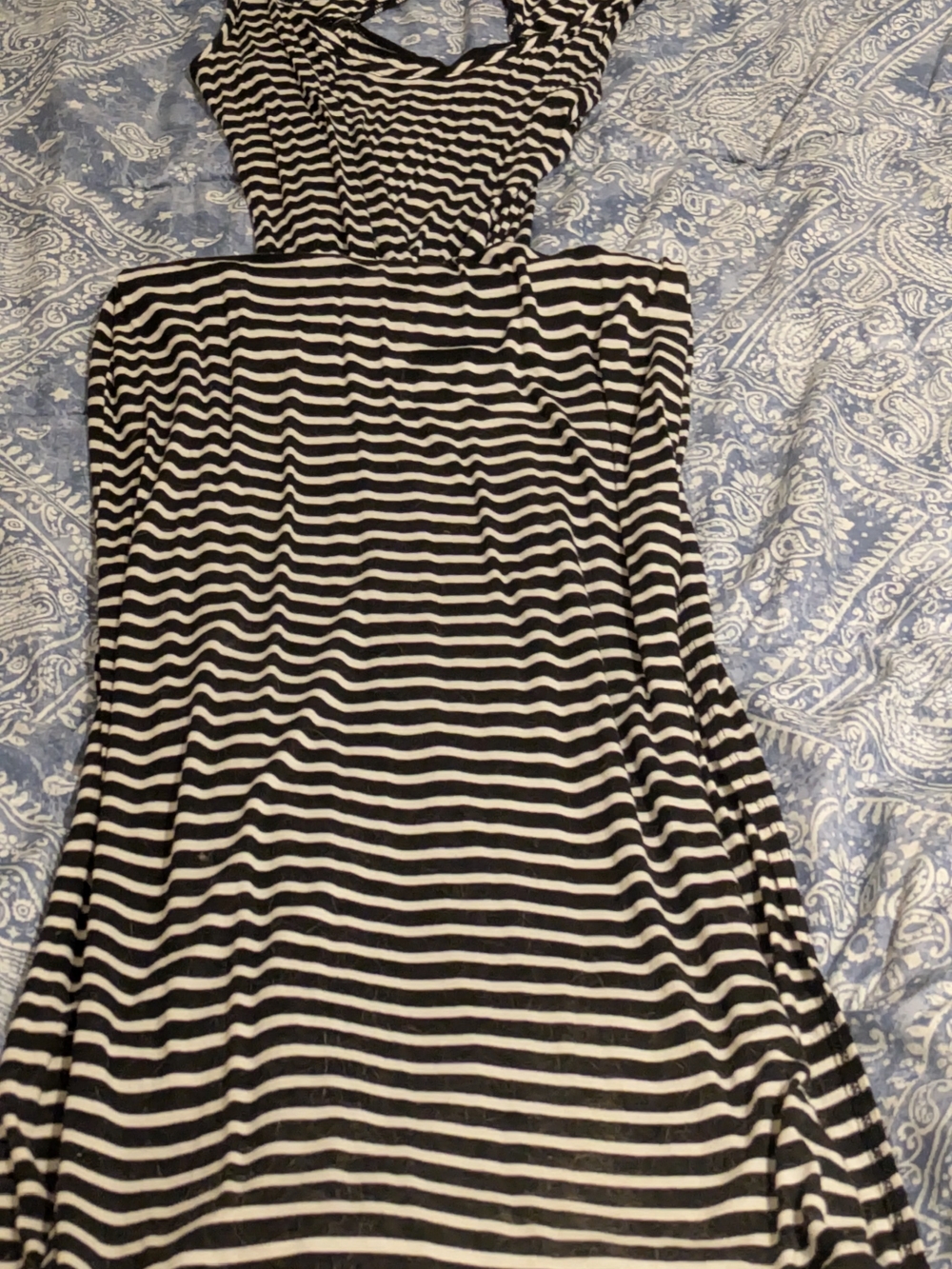 Rebel Sugar Black and White Striped Maxi Dress